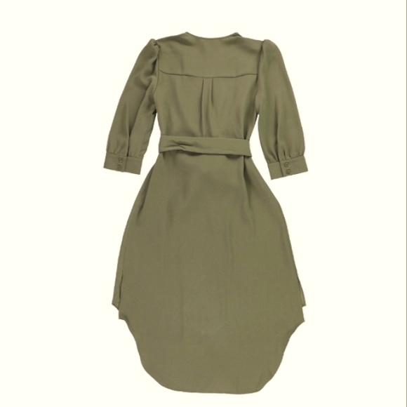 Bar III Asymmetrical Wrap-Style Dress in Olive Green, Sz 12 - Picture 4 of 13